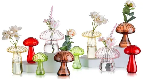 Glass Flower Vases, Colored