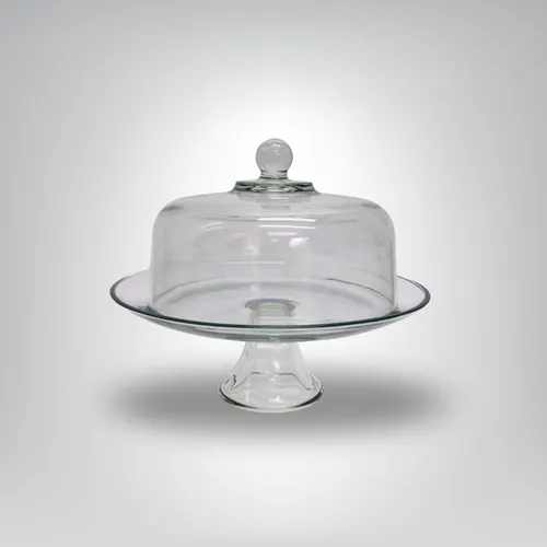 Cake Stand - w/Lid-Glass