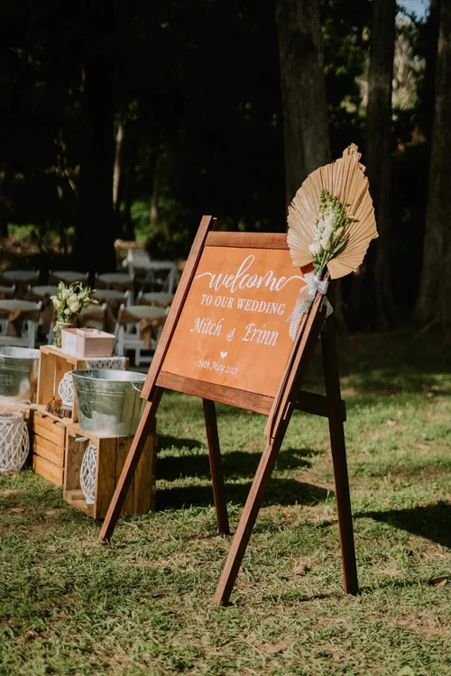 Welcome to our wedding sign and easel 