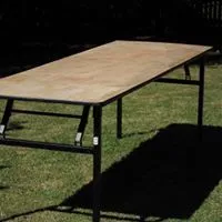 Trestle Table - Fold Up Metal Table with Wood Top