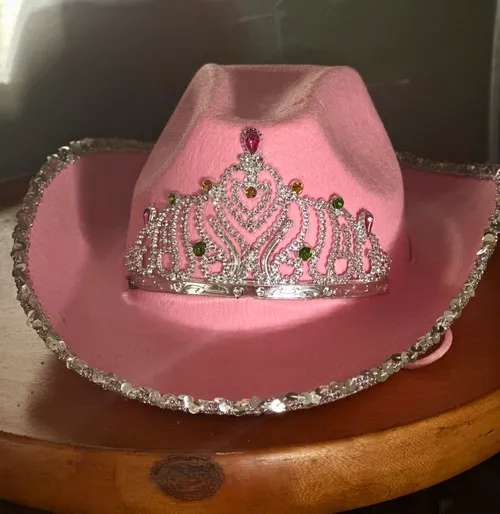 Assorted Faux Cowboy/ Girl Hats. Pink. Black, LED, Cowprint Hat 