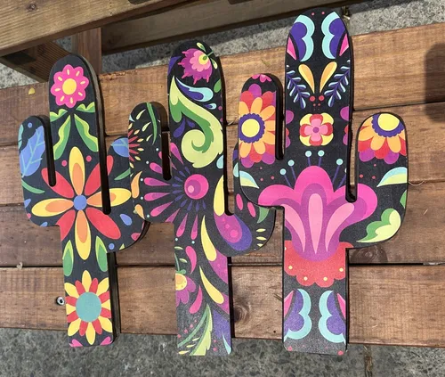 Colourful timber cactus props 