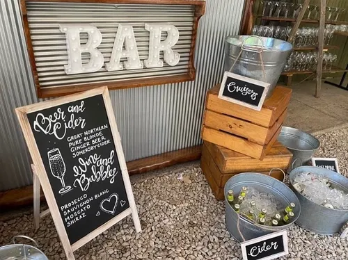Tin and Wood Bar with Light up Bar Sign