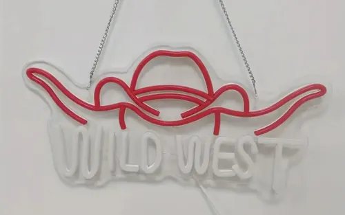 Neon Light Up 'Wild West' Sign 