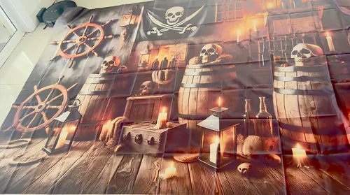Dark Wooden Pirate Ship Cabin Banner 