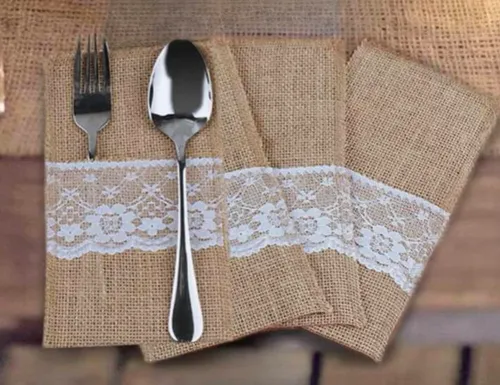 Hessian and Lace Cutlery Holders
