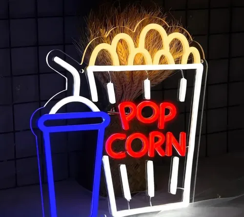 Neon Light up 'Popcorn' sign 