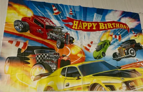 Hot Cars - Happy Birthday Banner 