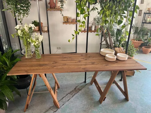 Rustic Wood -Trestle Table 