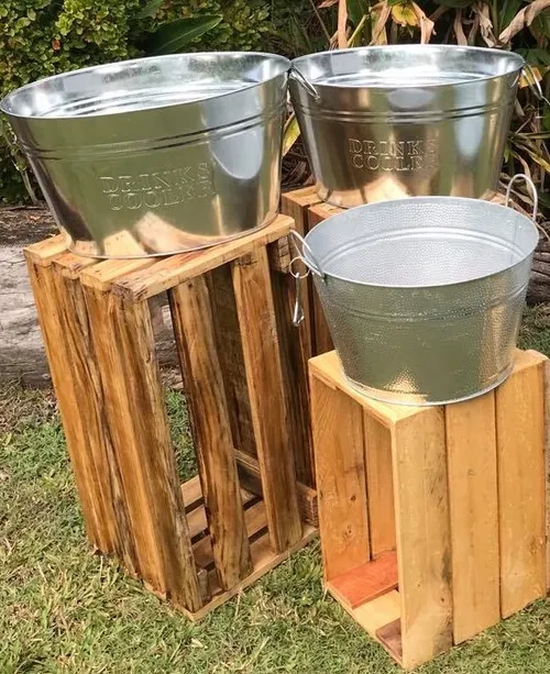 Rustic Recycled Wood  Crate Drink Cooler Display Boxes