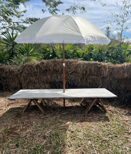 White washed picnic table