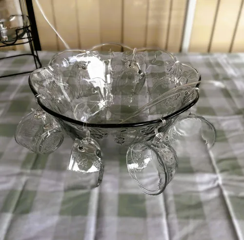 Punch Bowl - with Glasses and Ladle.