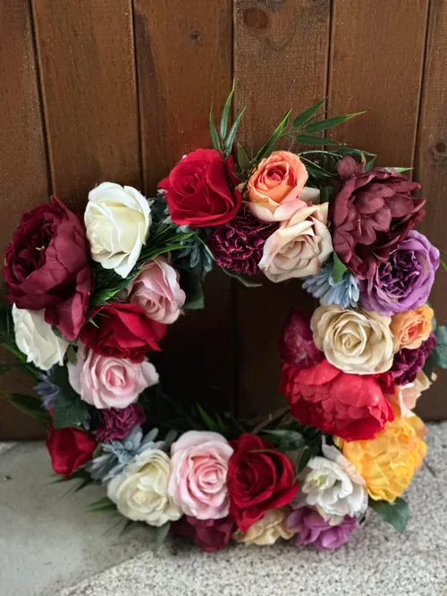 Colourful flower wreath