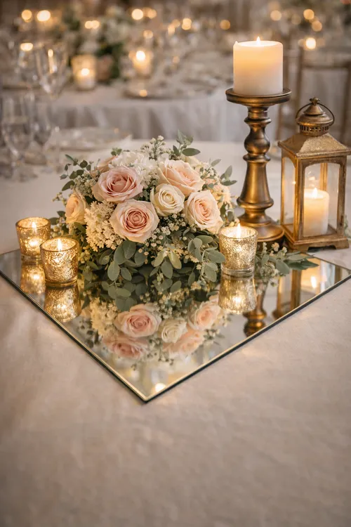 Square Mirror Centerpiece Base