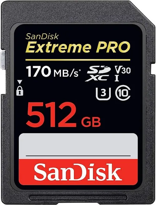 Sandisk Extreme PRO 512GB SD Card, 170MB/s V30