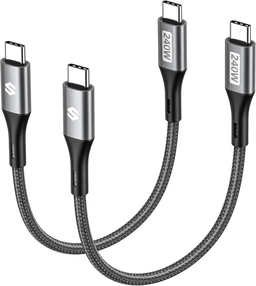Silkland Cable USB-C à USB-C 240W 100W 0.5FT Short Fast Charging