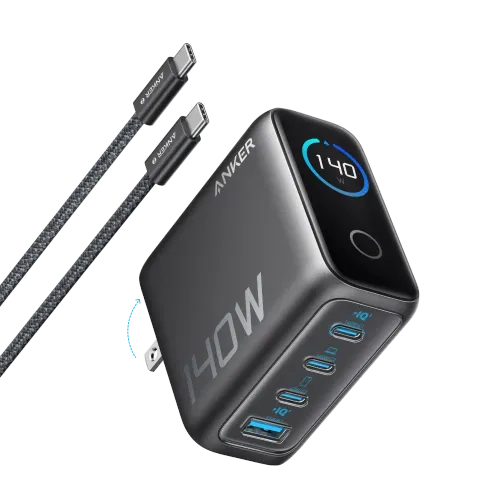 Anker Laptop Charger, 140W MAX USB C Charger, 4-Port Multi-Device Fast Charging