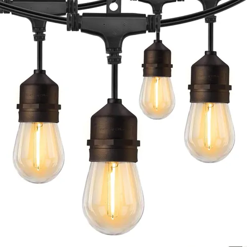 Bistro LED Outdoor String Lights  - Black 50 Ft