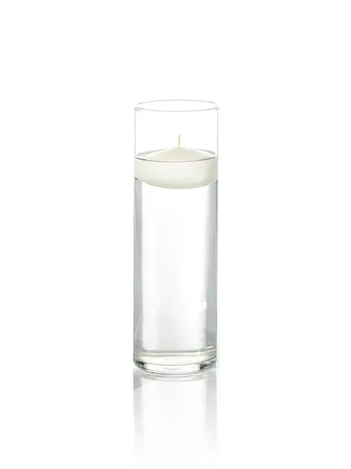 One Glass Vase + Floating White Candle (11.5