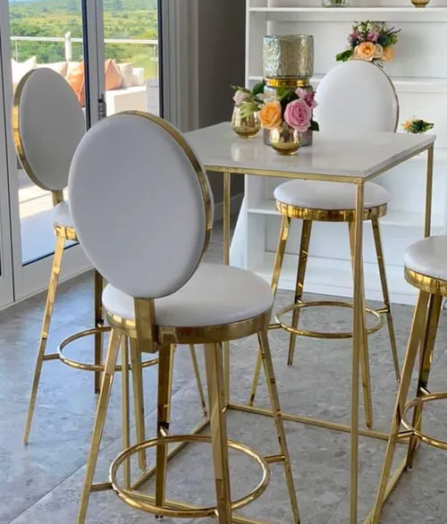 Bar Table - Modern (White & Gold)