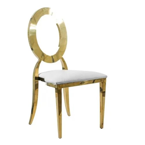 Round Back Chair - Gold (White seat)