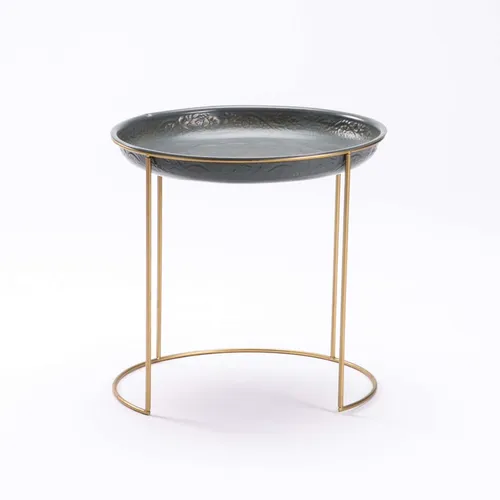 Side Table - Gold & Grey Dish