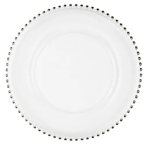 Glass Under Plates - Silver Beaded