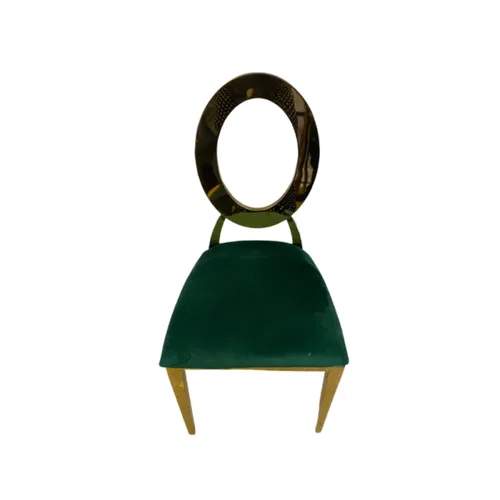 Round Back Chair - Gold (Green Seat)