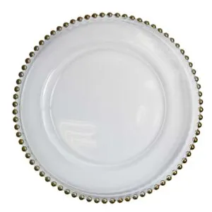 Glass Under Plates - Gold Beaded
