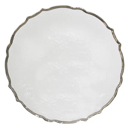 Glass Under Plates - Silver Scallop