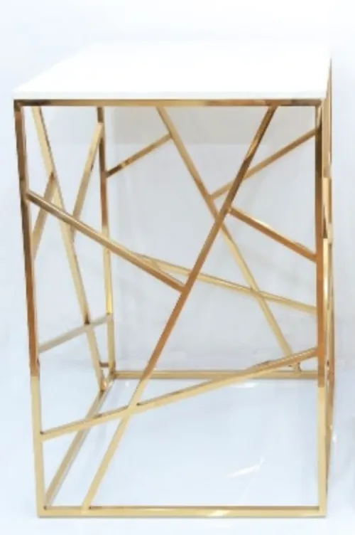 Gold Geometric Plinth/Stand - White Top