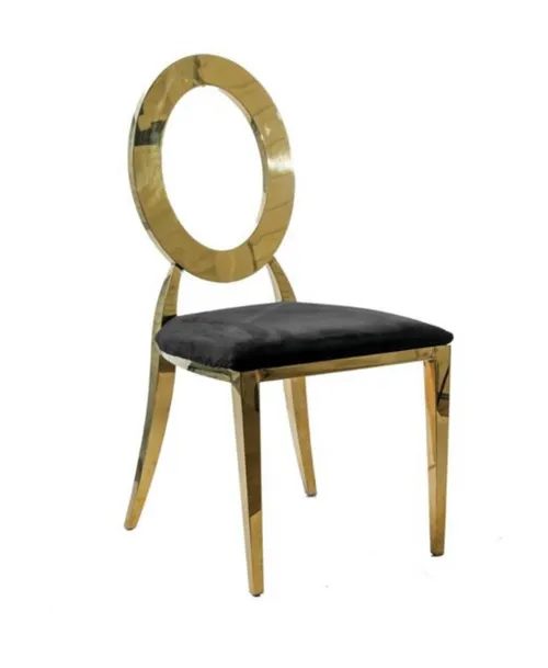 Round Back  Chair - Gold (Black Seat)
