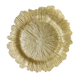 Glass Under Plates - Gold Flower
