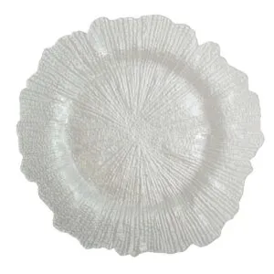 Glass Under Plate - White Flower