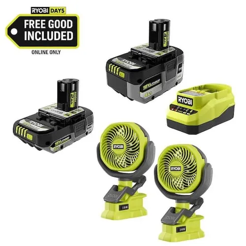 RYOBI one+ Cordless 4inch clamp fan - Set of 2 - ADD ON ITEM ONLY