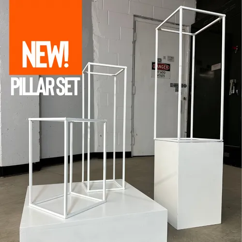 New!  Set of Three Metal Pillars with Acrylic Tops!
