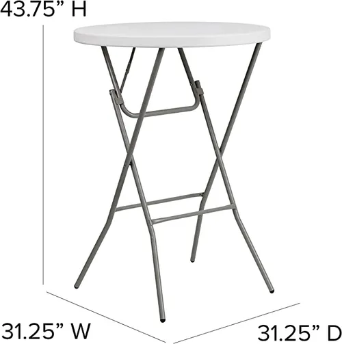 Round Granite White Plastic Bar Height Cocktail Folding Table