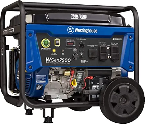 Westinghouse WGen7500DF Dual Fuel Home Backup Portable Generator, 9500 Peak Watts & 7500 Rated Watts, Remote Electric Start, Transfer Switch Ready, Gas & Propane Powered, CARB Compliant