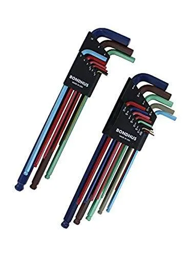 BONDHUS COLOURGUARD BALLEND HEX KEY 22PCS IMPERIAL SET
