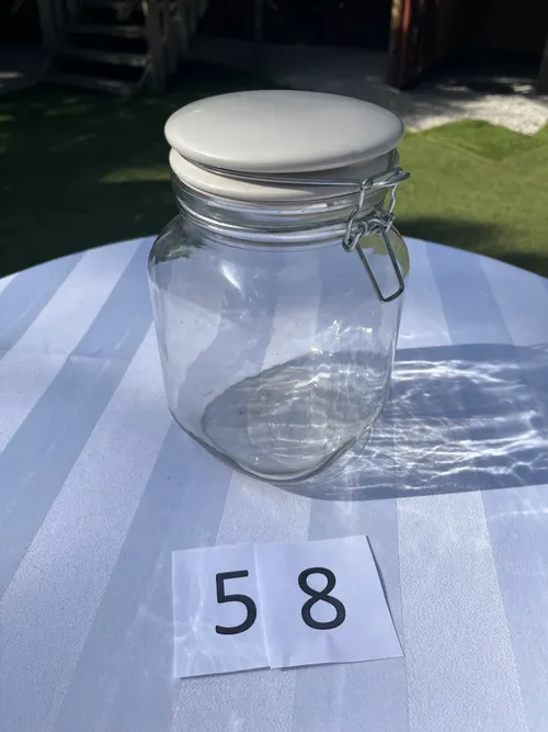 Vase / Sweetie Jar - Clear Medium with Porcelain wired Lid