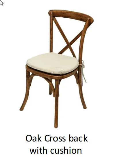 WC - Oak Cross back with cushion (Availability to be Confirmed)