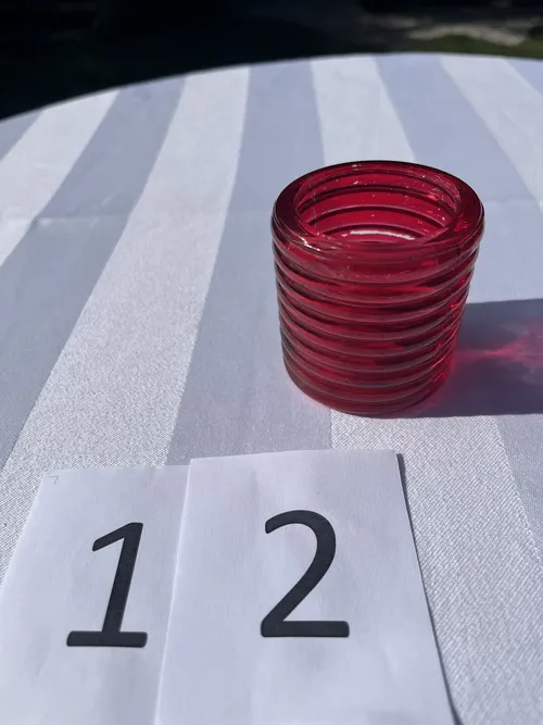 Candle Holder / Votive - Red  - Ribbed
