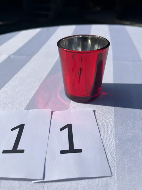 Candle Holder / Votive - Red and Silver - Solid