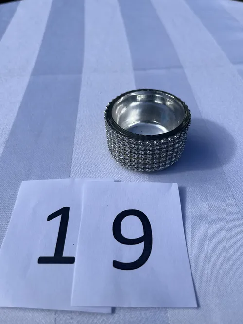 Candle Holder / Votive - Silver - Diamante