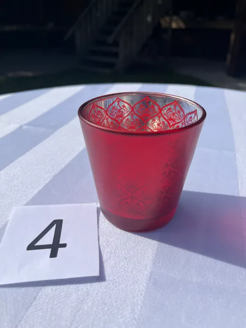 Candle Holder / Votive - Red and Silver - Large