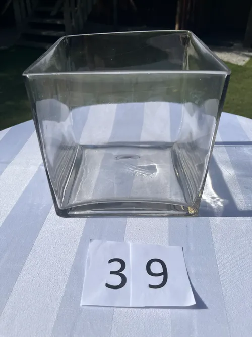 Vase / Sweetie Jar - Square Cube MED - clear