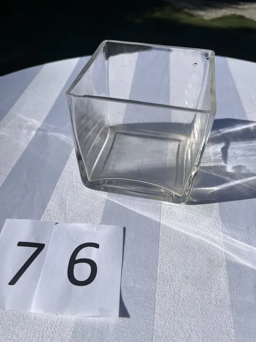 Vase  - Square Glass Cube - Clear Glass - SML