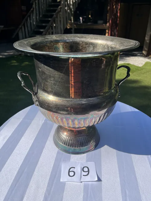 Champagne Cooler / Drinks Bath - Tall Royal Silver w Handles - LRG