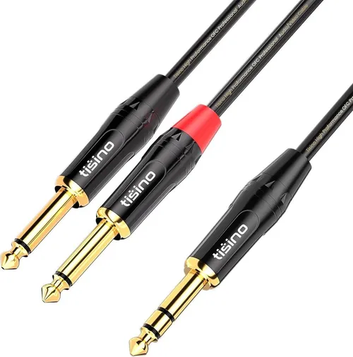 SOUND CABLE - Dual 6.35mm Mono Jack to Single Stereo 6.35mm Jack Cable