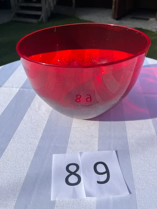 Harvest / Buffet - Red Clear Glass Bowl Deep - Large